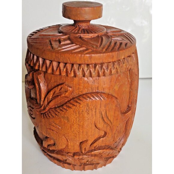 Hand Carved Lidded Wooden 8 pc. Coaster set and box Thailand - Picture 6 of 11
